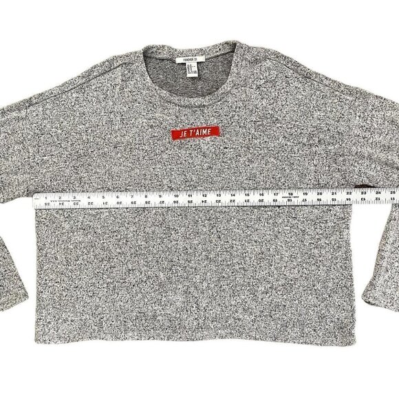 Forever 21 | Je T'aime Long Sleeve Top | Color: Light Gray | Medium - Picture 6 of 6